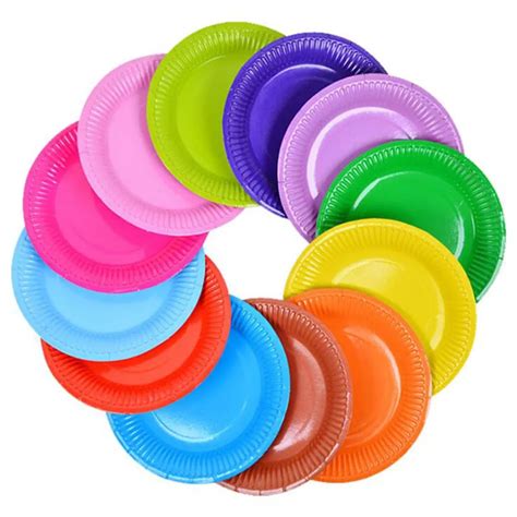 100pcs/lot Disposable Party Tableware Paper Plates 7inch Solid Color Cake Plate For Children ...