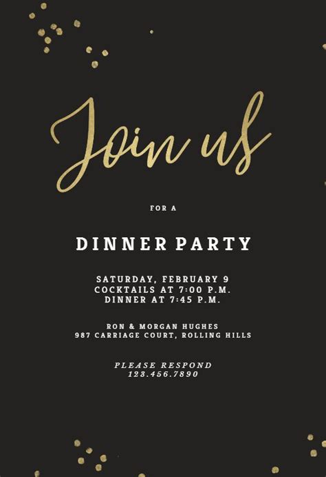 Minimal Confetti - Dinner Party Invitation Template (Free) | Greetings Island | Party ...