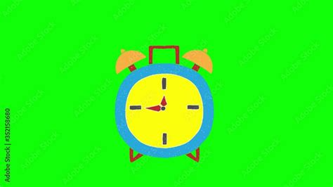 alarm clock hand drawn green screen. floating loop animation Stock Video | Adobe Stock