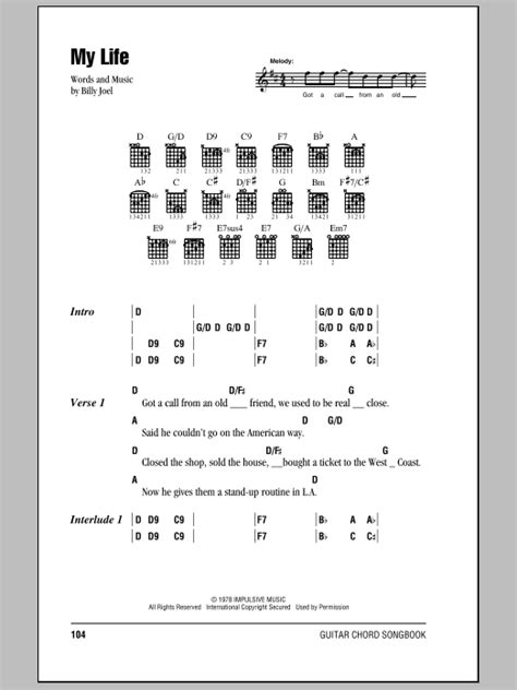 My Life by Billy Joel - Guitar Chords/Lyrics - Guitar Instructor