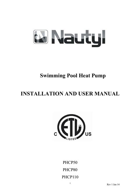 Swimming Pool Heat Pump INSTALLATION AND USER MANUAL | Manualzz