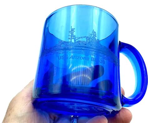 VINTAGE PEARL HARBOR Hawaii USS Arizona Memorial Cobalt Blue Glass Cup RARE $25.00 - PicClick