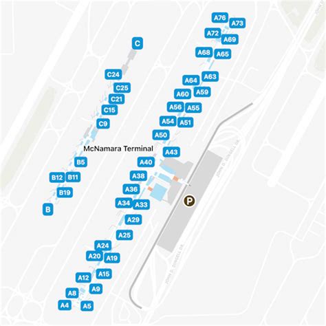 Detroit Metro Airport McNamara Terminal Map & Guide