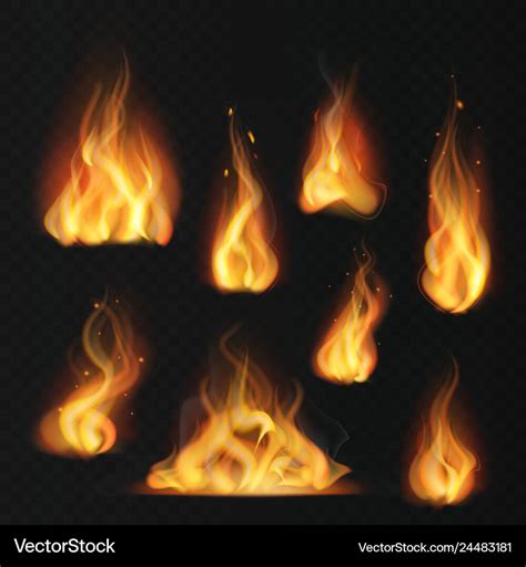 Realistic flame fireball warm fire effect Vector Image