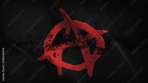 Anarchy Symbol red black grunge flag waving loop. Anarchy Symbol red on black dirty flag blowing ...