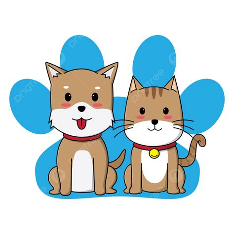 Cute Cartoon Dog And Cat Sitting Together, Dog Clipart, Cat Clipart, Cute Clipart PNG and Vector ...