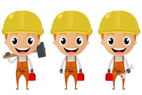 construction worker cartoon character 618374 Vector Art at Vecteezy