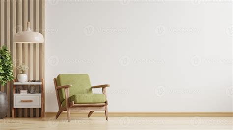 Living room has a green armchair on empty white color wall background. 10995637 Stock Photo at ...