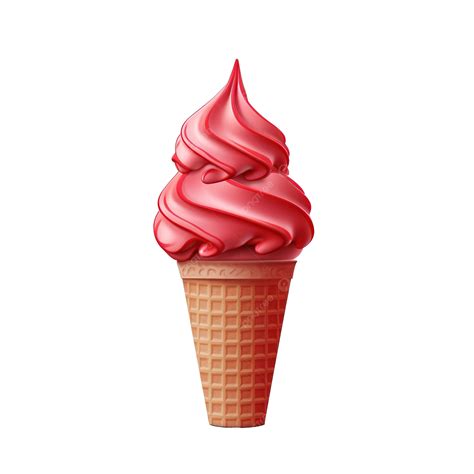 Red Color Ice Cream Illustration In 3d Style, Food, Isolated, Dessert PNG Transparent Image and ...