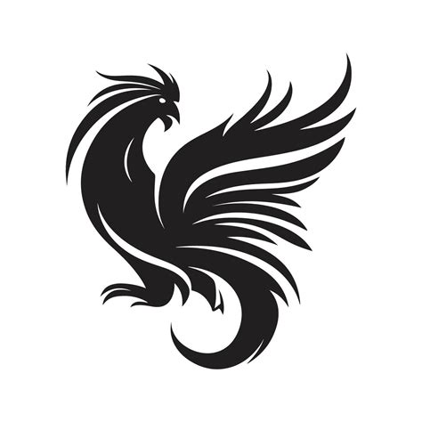 simple phoenix, vintage logo line art concept black and white color ...