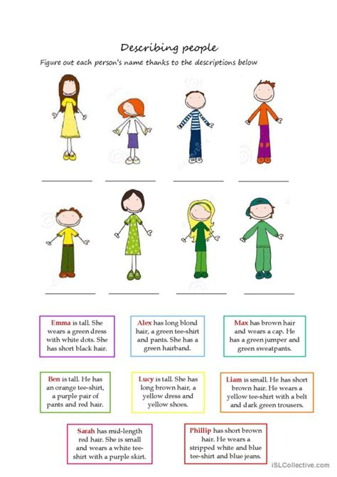 Describing people: English ESL worksheets pdf & doc