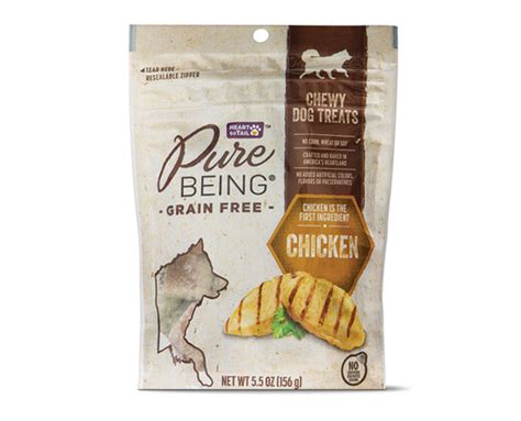 Chicken or Beef & Cheddar Grain Free Dog Treats - Pure Being | ALDI US