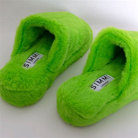 Claudia Green Fluffy Faux Fur Slippers