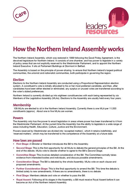 How the Northern Ireland Assembly Works by CARE User - Issuu