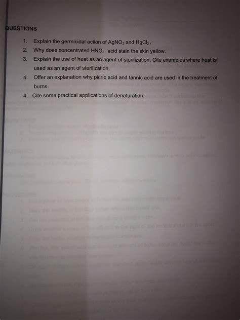 [Solved] 1- Explain the germicical action of agno3 and hgcl2 2- Why does... | Course Hero