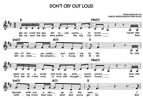 DON'T CRY OUT LOUD Sheet music | Easy Sheet Music