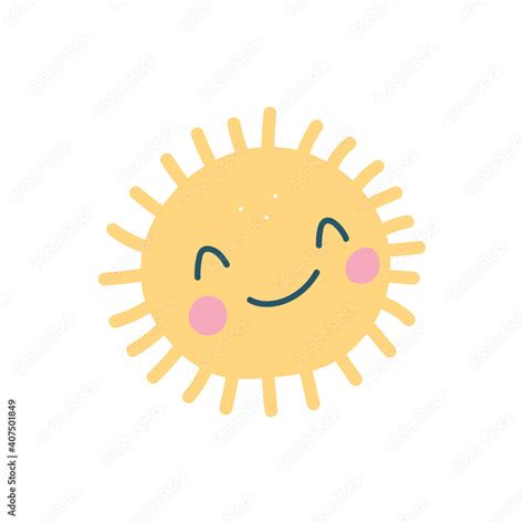 Cute sun. Sunshine emoji, cute smiling face. Summer sunlight emoticon ...