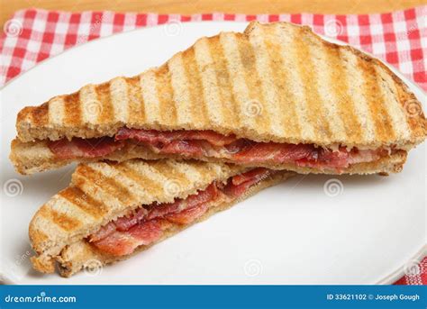 Toasted Sandwich Or Toastie With Bacon Stock Photo - Image: 33621102