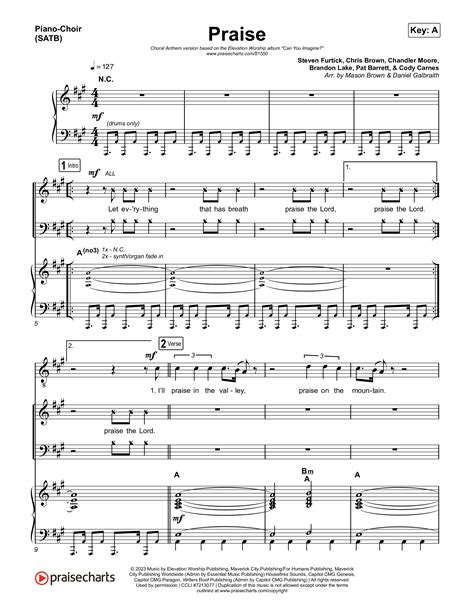 Praise (Choral Anthem SATB) Sheet Music PDF (Elevation Worship / Chris Brown / Brandon Lake ...