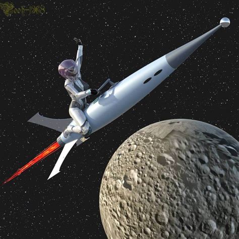 Flying to the Moon 3D Render | RenderHub Gallery