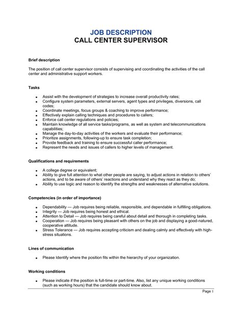 Call Center Floor Supervisor Job Description | Viewfloor.co