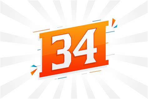 34 number vector font alphabet. Number 34 with decorative element stock ...