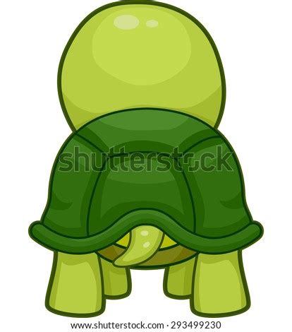 Cutesy Illustration Featuring the Back of a Turtle Swinging its Tail - stock vector