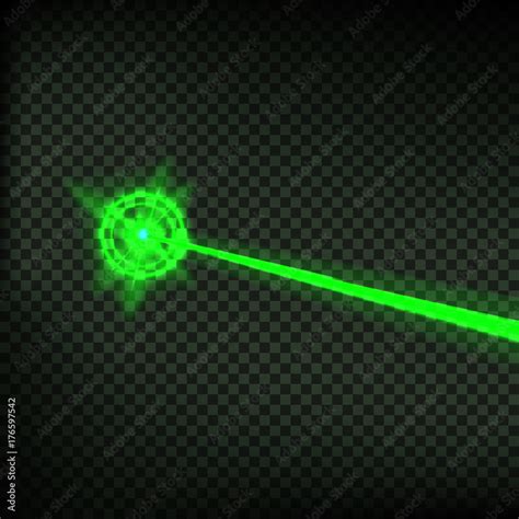 Abstract green laser beam. Laser security beam isolated on transparent ...