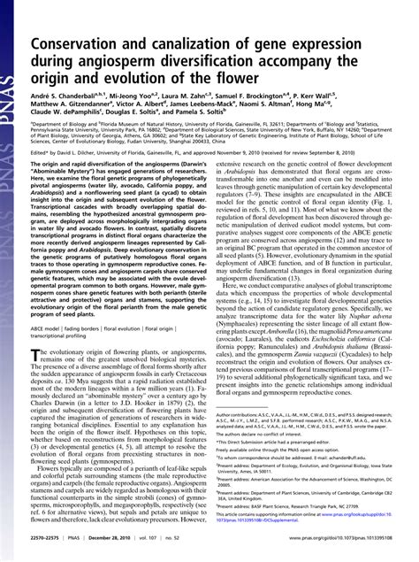 (PDF) Conservation and canalization of gene expression during angiosperm diversification ...