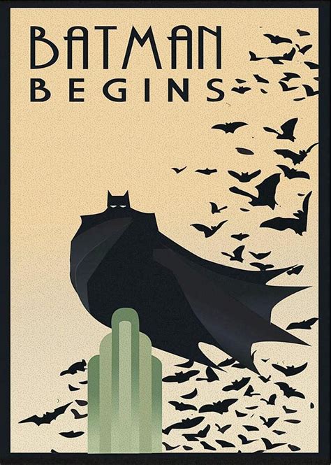 Batman Begins Retro Art Deco Movie Film Poster Print Picture A3 A4 | eBay