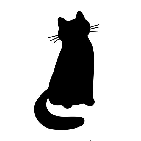 Black cat silhouette for Halloween designs. Hand drawn cute animal ...