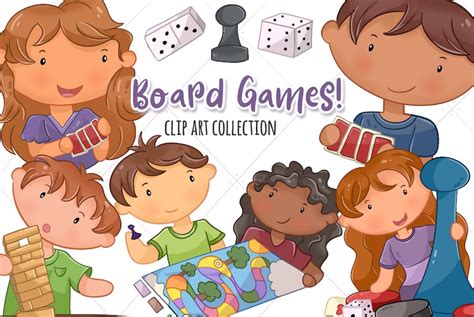 Cute Kids Playing Board Games Clip Art, Kawaii Kids Playing Games ...