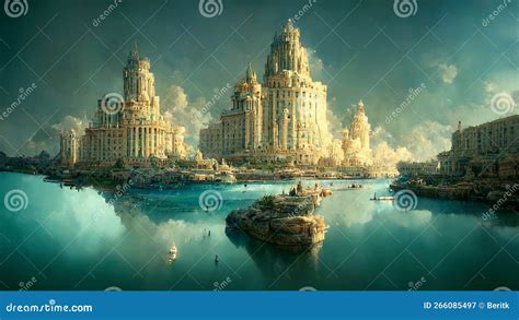 Illustration of Atlantis, Ancient Civilization, History and Mythology, Legend City Sunken Under ...