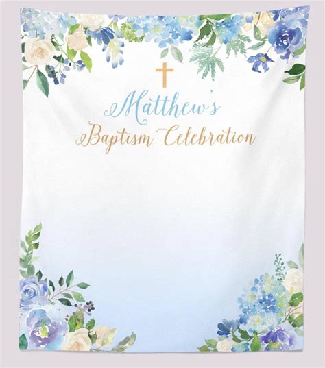 Blue Baptism Backdrop Baptism Decoration Ideas For Baby Boy – Blushing Drops