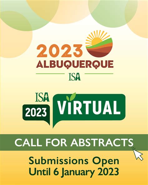 Call for Abstracts for the ISA 2023 Annual International Conference and 2023 Virtual Event