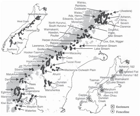 Map of the South Island, New Zealand, showing the locations of the... | Download Scientific Diagram