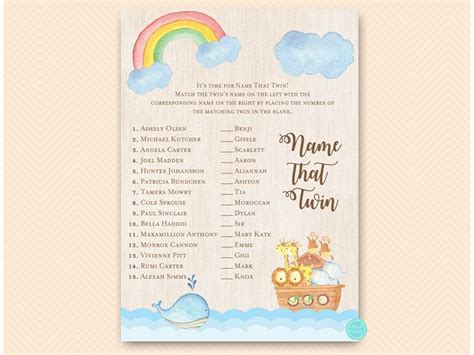 TWIN – Noah’s Ark Baby Shower Game Pack | Printabell • Express Bridal ...