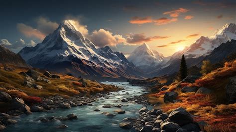 Premium AI Image | Mountain Peak at Sunrise