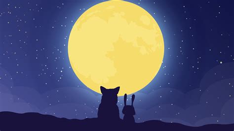 Cartoon fox rabbit full moon 2017 High Quality Wallpaper Preview | 10wallpaper.com