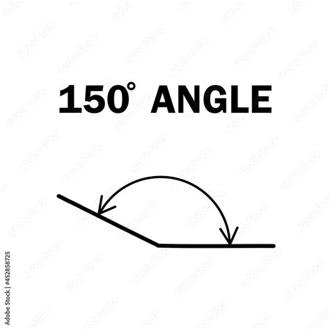 150 degree angle. Geometric mathematical angle with arrow vector icon ...