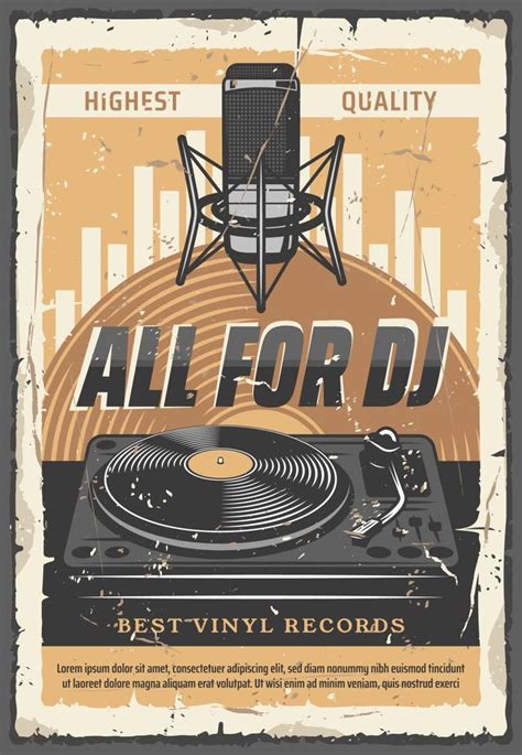 DJ vinyl records and microphone 16167405 Vector Art at Vecteezy