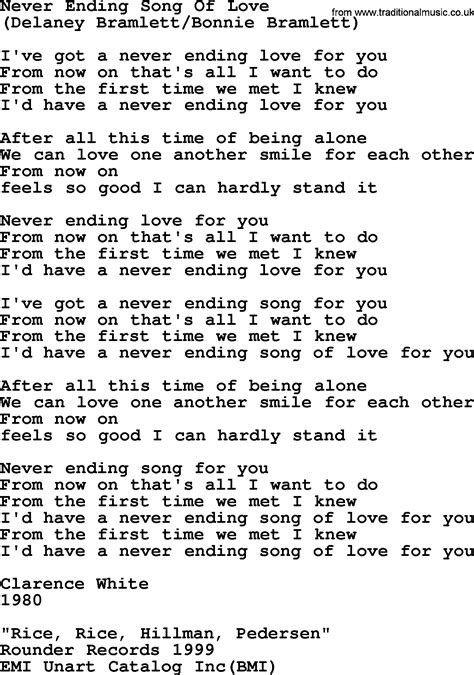 Never Ending Song Of Love, by The Byrds - lyrics with pdf