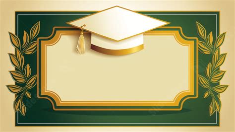 Graduation White Hat Green Gold Border Powerpoint Background For Free Download - Slidesdocs