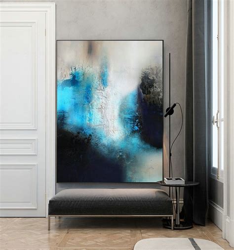 Blue Painting Black Painting White Abstract Painting,Minimalist Style ...