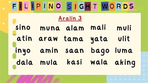 Lesson Filipino Sight Words Practice Reading Mga Karaniwang, 60% OFF