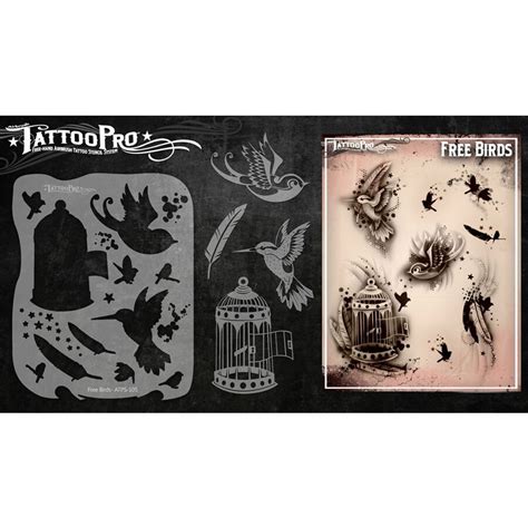 Buy Tattoo Pro Airbrush Stencil Series 1 - Free Birds, Mylar Airbrush Tattoo Template, Reusable ...