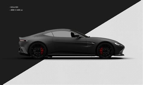 Premium PSD | Isolated realistic matte black modern sport super sedan car from right side view