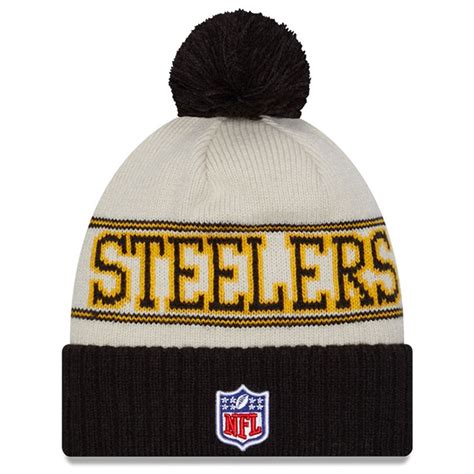 Men's New Era Black Pittsburgh Steelers 2023 Sideline Historic Pom Cuf – Bleacher Bum Collectibles