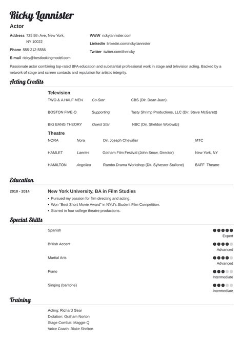 Acting Resume Template + Examples for 2024