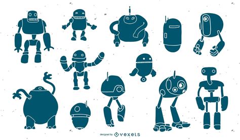 Robot Silhouette Set Vector Download